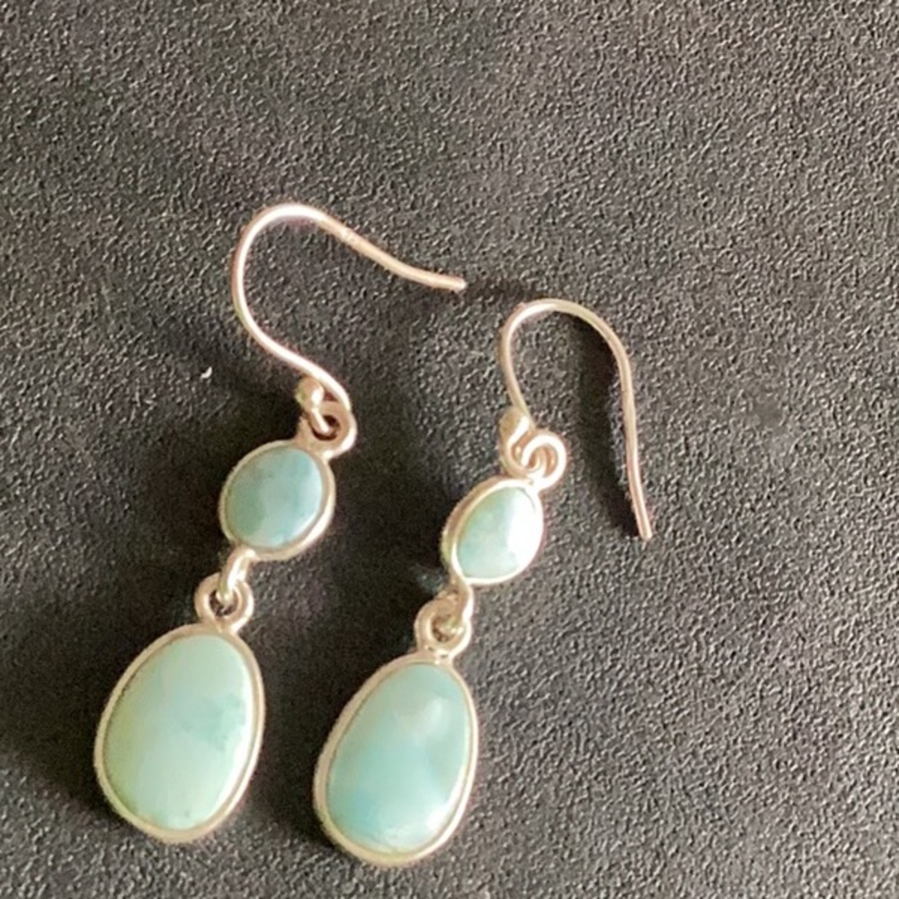 Very Light Larimar Earrings 2 Stones